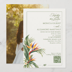 Elegant Destination Wedding QR Code Photo  Invitation