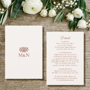 Elegant Details Wedding Monogram Terracotta Enclosure Card