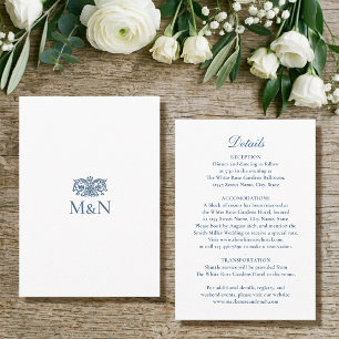 Elegant Details Wedding Monogram Vintage Blue Enclosure Card