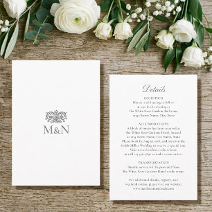 Elegant Details Wedding Monogram Vintage Gray Enclosure Card