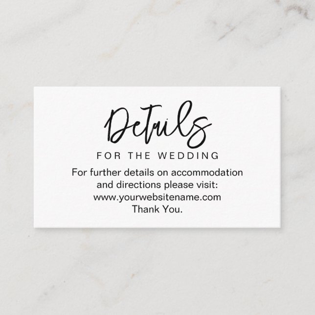 Elegant Details Wedding Website Enclosure Card (Front)