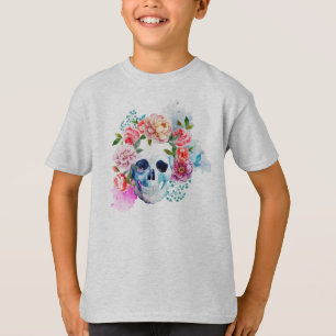 Elegant Dia de los Muertos Floral Skull Shirt