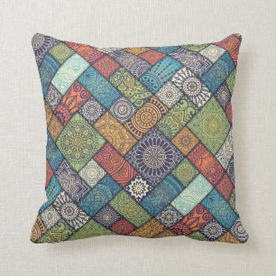 Elegant Diagonal Floral Tiles   Throw Pillow