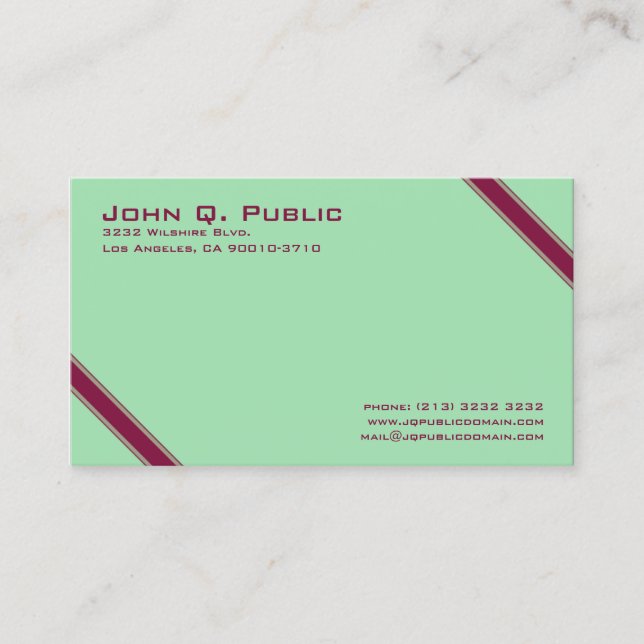 Elegant Diagonal Stripes Business Card (Front)