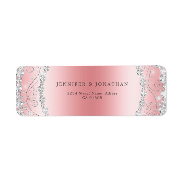 Élégant diamant brillant Chic rose moderne (Devant)