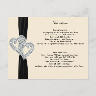 Elegant Diamond Black Ribbon Direction Cards