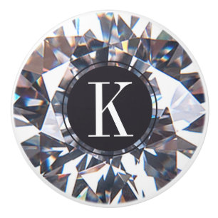 Elegant Diamond Crystal Monogram Ceramic Knob