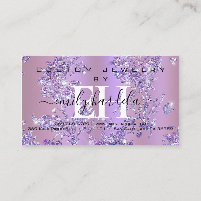 Elegant Diamond Custom Jewellery Business Card (Back)