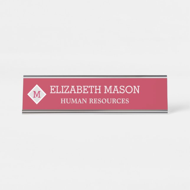 Elegant Diamond Customizable Desk Name Plate (Front)