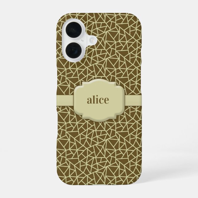Elegant diamond cut monogram iPhone 16 case (Back)