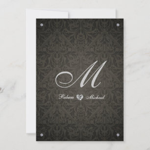 Elegant Diamond Damask Monogram Wedding Invites