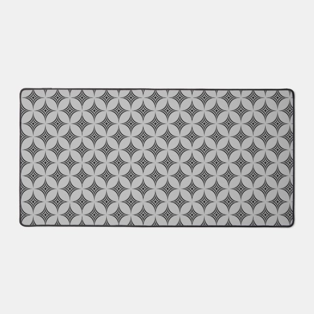 Elegant Diamond Geometric Pattern on Light Grey Desk Mat (Front)