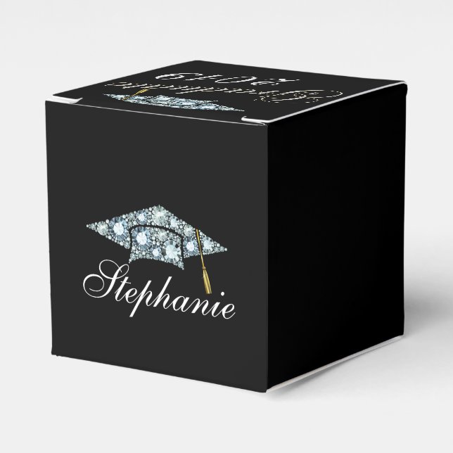Elegant Diamond Graduation Cap Favor Box (Front Side)