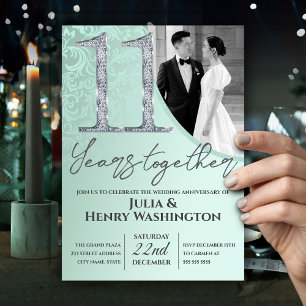 Elegant Diamond Green Wedding Anniversary Invitation