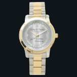 Elegant Diamond Jubilee 60th Wedding Anniversary Watch<br><div class="desc">Opulent elegance frames this 60th wedding anniversary design in a unique scalloped diamond design with centre teardrop diamond with faux added sparkles on a silver coloured gradient. Original design by Holiday Hearts Designs (rights reserved). Please note that all embellishments are printed and are only made to appear as real as...</div>