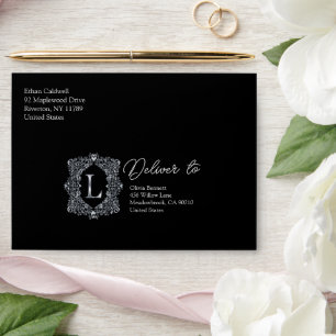 Elegant Diamond Monogram Letter L Envelope