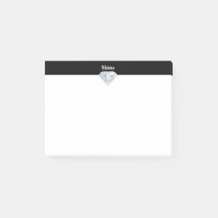 Elegant diamond on black and white post-it notes