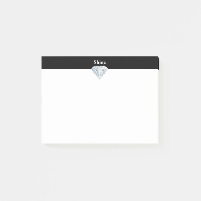 Elegant diamond on black and white post-it notes (Front)