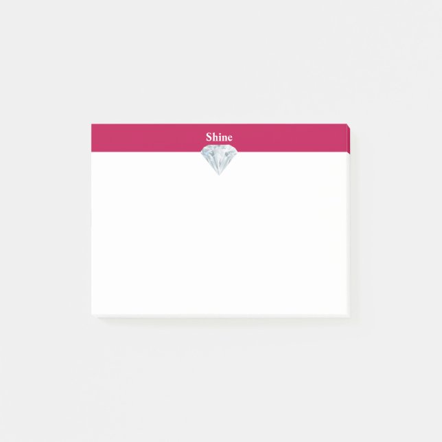 Elegant diamond on burgundy and white post-it notes (Front)