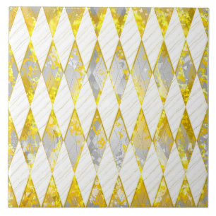 Elegant diamond pattern, gold, white, grey, modern tile