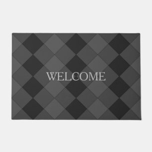 Elegant Diamond Pattern in Grey Shades Welcome Doormat