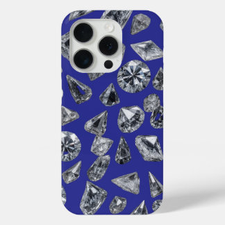 Elegant Diamond Pattern on Blue Background iPhone 15 Pro Case