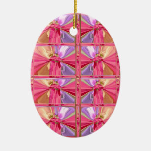 Elegant Diamond Pattern Rose Pink Smile Happy Show Ceramic Ornament