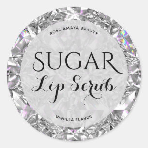Elegant Diamond Pattern Sugar Lip Scrub Label