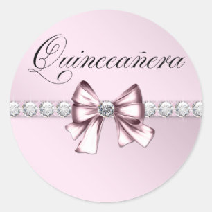 Elegant Diamond Pink Black Quinceanera Stickers