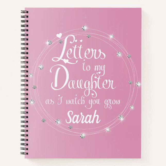 Elegant diamond pink bright  Letters design Notebook (Front)