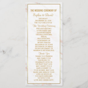 Elegant Diamond Rose Gold Marble  Wedding Program