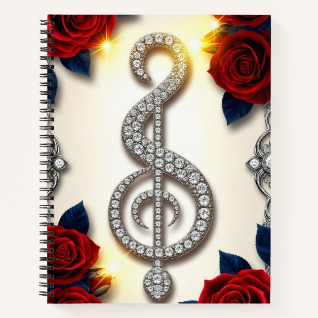 Elegant Diamond Treble Clef Jewellery Notebook (Front)