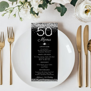 Elégant Diamonds 50e Anniversaire Dîner Menu Plat