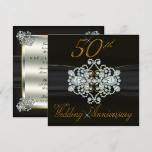 Elegant Diamonds 50th Gold Wedding Anniversary Invitation
