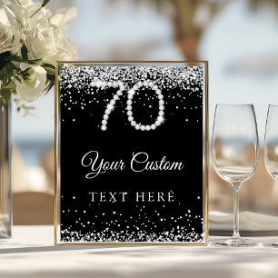 Elegant Diamonds 70th Birthday Party Table Sign