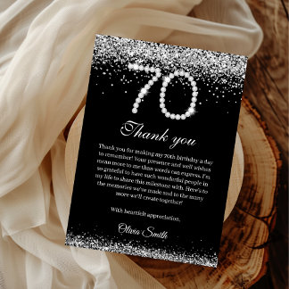 Elegant Diamonds 70th Birthday Thank you Card