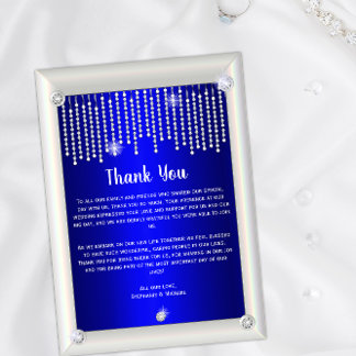 Elegant Diamonds and Pearls Blue Wedding Thank You Card