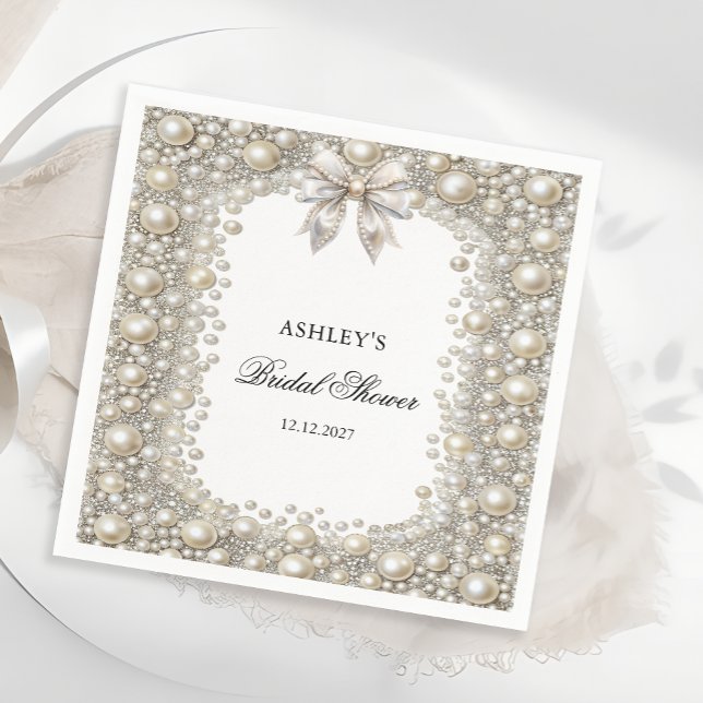 Elegant Diamonds and Pearls Bridal Shower Napkin (Creator Uploaded)