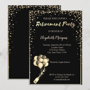 Elegant Diamonds Frame, Ballons, Retirement Party Invitation