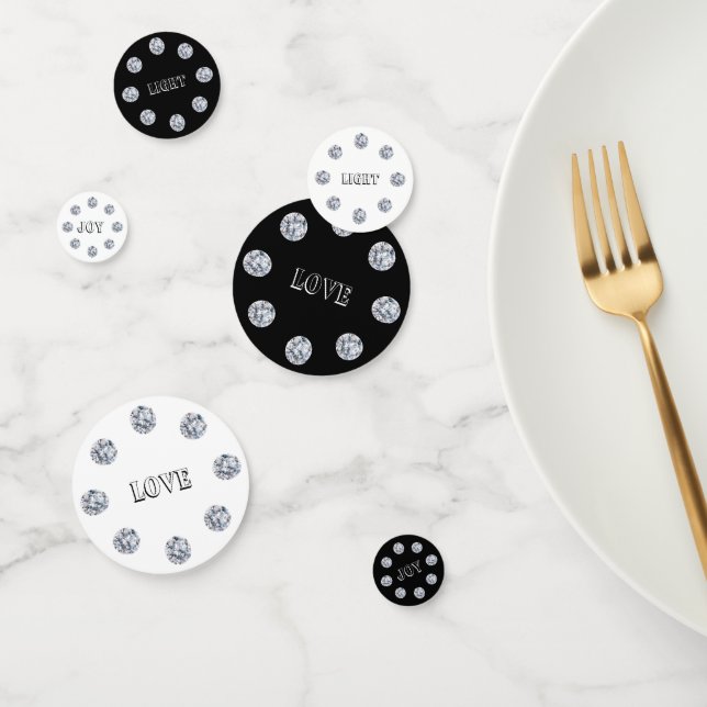 Elegant Diamonds on Black & White Table Confetti (Group)