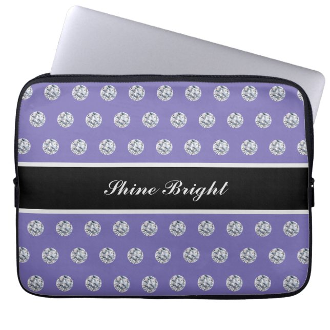 Elegant Diamonds on Lavender Blue Laptop Sleeve (Front)