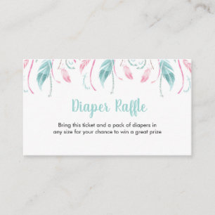 Elegant Diaper Raffle ticket Purple flowers Enclosure Card