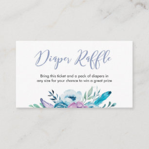 Elegant Diaper Raffle ticket   Purple flowers Enclosure Card