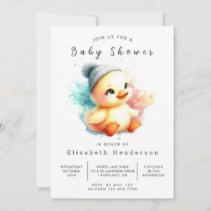 Elegant Digital Duck Baby Shower Invitation