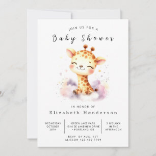 Elegant Digital Giraffe Baby Shower Invitation