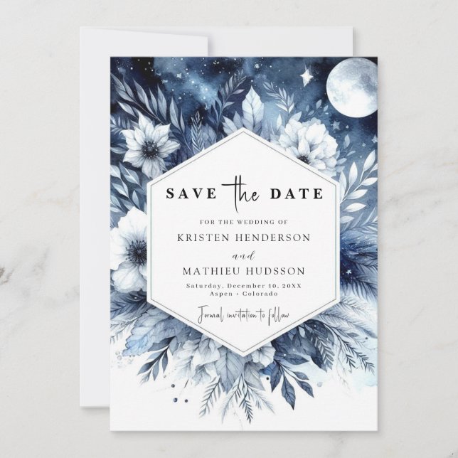 Elegant Digital Moonlit Wedding Save The Date (Front)