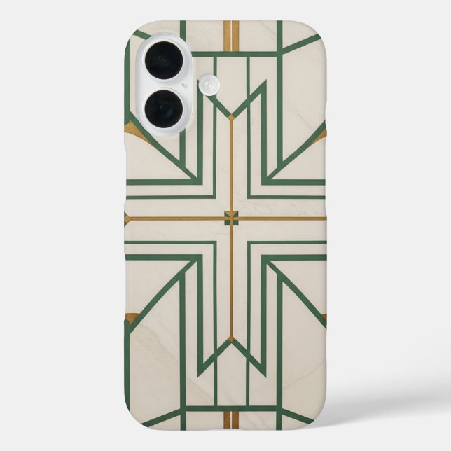 Elégant Dill Green Geometry iPhone 16 Coque | Crea (Verso)