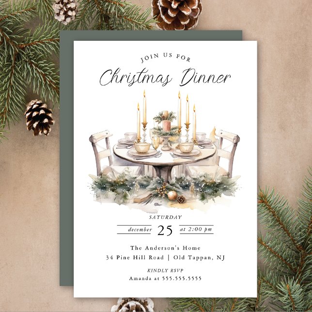 Élégant dîner de Noël de table Invitation (Créateur téléchargé)