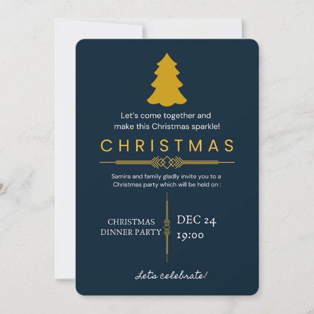 : Elégant Dîner de Noël Invitation (Devant)