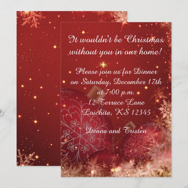 Élégant dîner de Noël Invitation (Devant / Derrière)